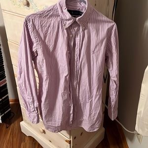 Ralph Lauren Purple and White Striped Button Down